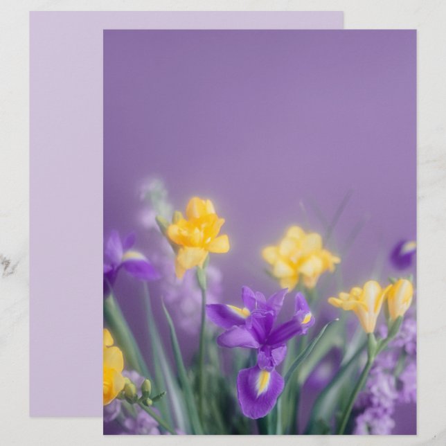 Lámina Papel de scrapbook de flores de primavera (Anverso / Reverso)
