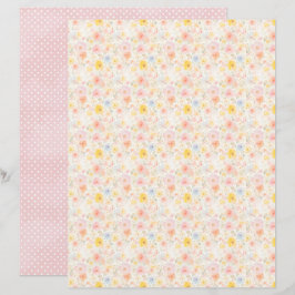Lámina Papel de Scrapbook de Fondo Floral de Pascua Vinta