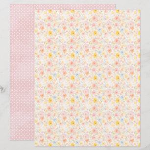 Lámina Papel de Scrapbook de Fondo Floral de Pascua Vinta
