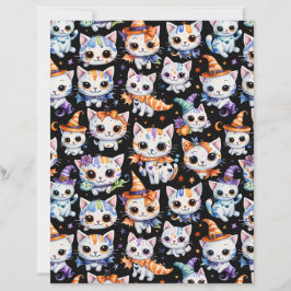 Lámina Papel de Scrapbook de Gatito Bruja Kawaii Hallowee