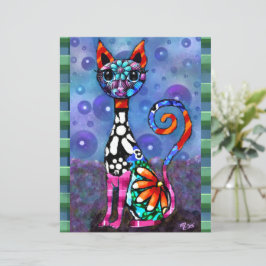 Lámina Papel de Scrapbook de Gato Gatito Divertido con Oj