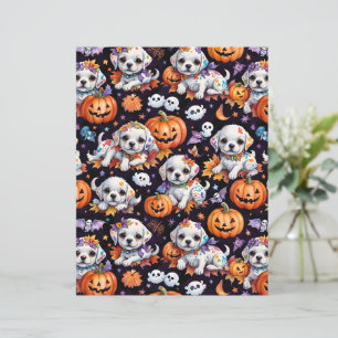Lámina Papel de Scrapbook de Halloween de Cachorro Maltes