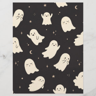 Lámina Papel de Scrapbook de Halloween de Fantasmas y Est