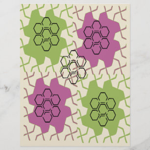 Lámina Papel de scrapbook de hexágono verde y morado: 