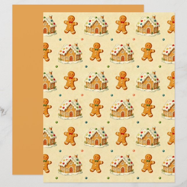 Lámina Papel de Scrapbook de Hombres de Pan de Jengibre (Anverso / Reverso)