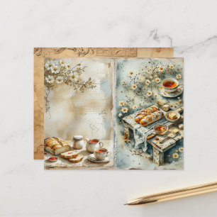 Lámina Papel de Scrapbook de Juego de Té de Desayuno Vint