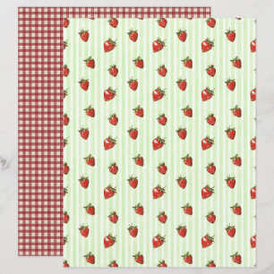 Lámina Papel de Scrapbook de la Granja de Fresa Vintage