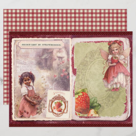Lámina Papel de Scrapbook de la Granja de Fresas Vintage