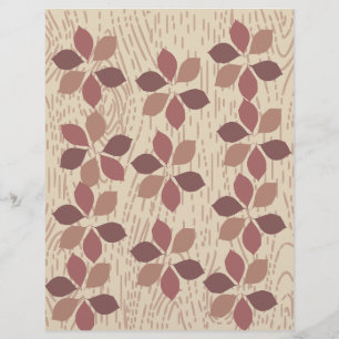 Lámina Papel de Scrapbook de Madera Marrón y Hojas:
