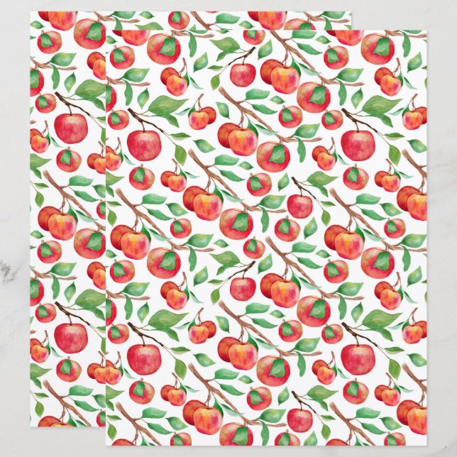 Lámina Papel de Scrapbook de Manzanas (Anverso / Reverso)