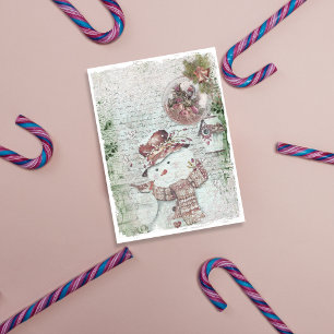 Lámina Papel de Scrapbook de Muñeco de Nieve de Feliz Fie