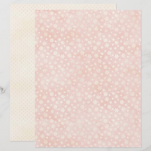 Lámina Papel de Scrapbook de Navidad Rosa Pastel Bonito (Anverso / Reverso)