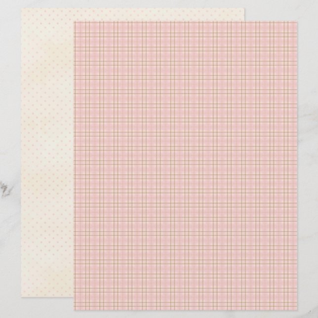 Lámina Papel de Scrapbook de Navidad Rosa Pastel Bonito (Anverso / Reverso)