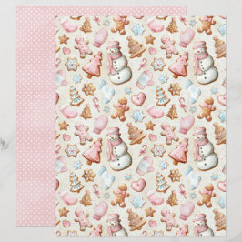 Lámina Papel de Scrapbook de Navidad Rosa Pastel Lindo