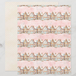Lámina Papel de Scrapbook de Navidad Rosa Pastel Lindo