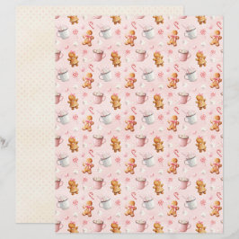 Lámina Papel de Scrapbook de Navidad Rosa Pastel Lindo