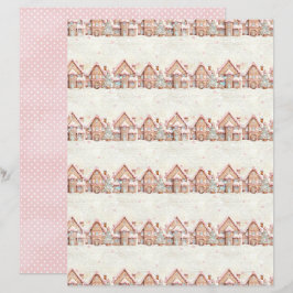 Lámina Papel de Scrapbook de Navidad Rosa Pastel Mono