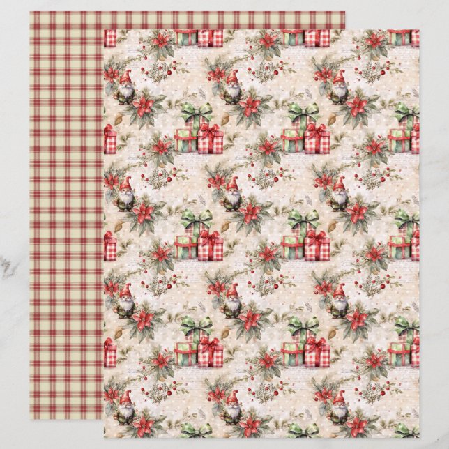 Lámina Papel de Scrapbook de Navidad Vintage (Anverso / Reverso)