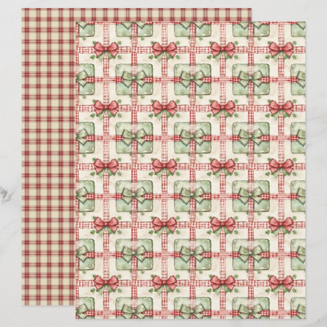 Lámina Papel de Scrapbook de Navidad Vintage (Anverso / Reverso)