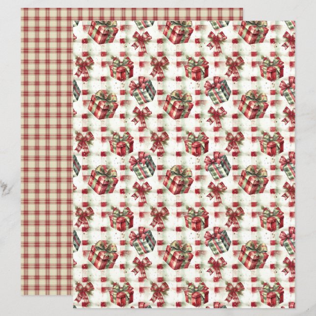 Lámina Papel de Scrapbook de Navidad Vintage (Anverso / Reverso)