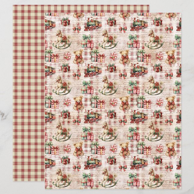 Lámina Papel de Scrapbook de Navidad Vintage (Anverso / Reverso)