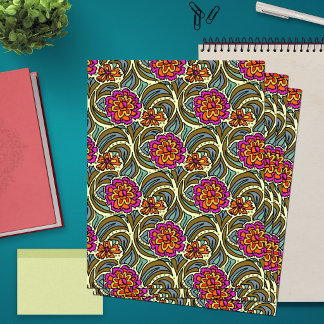 Lámina Papel de Scrapbook de Patrón de Arte de Flores de 