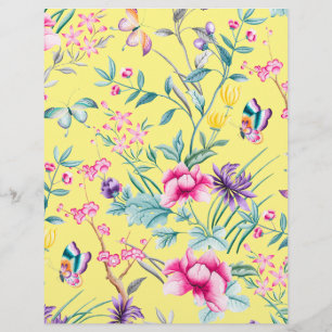 Lámina Papel de Scrapbook de Patrón Floral Bohemio Amaril
