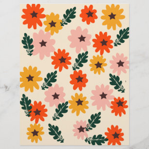 Lámina Papel de Scrapbook de Patrón Floral Brillante