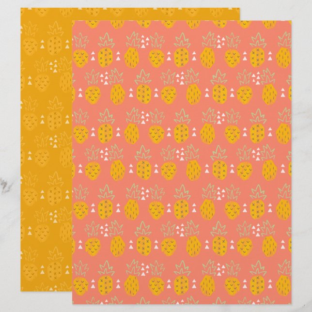 Lámina Papel de Scrapbook de Piña (Anverso / Reverso)