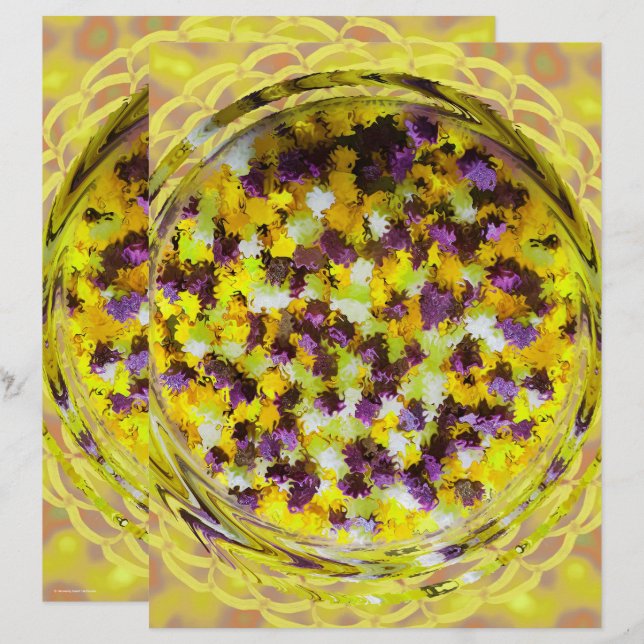 Lámina Papel de Scrapbook de Potpourri Amarillo de 2 Cara (Anverso / Reverso)