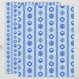 Lámina Papel de Scrapbook de Rayas Náuticas Azules