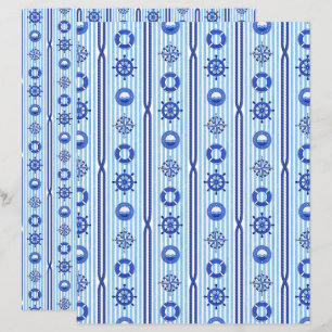 Lámina Papel de Scrapbook de Rayas Náuticas Azules