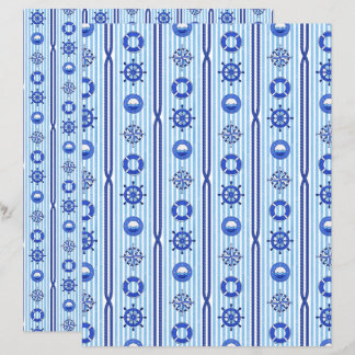 Lámina Papel de Scrapbook de Rayas Náuticas Azules