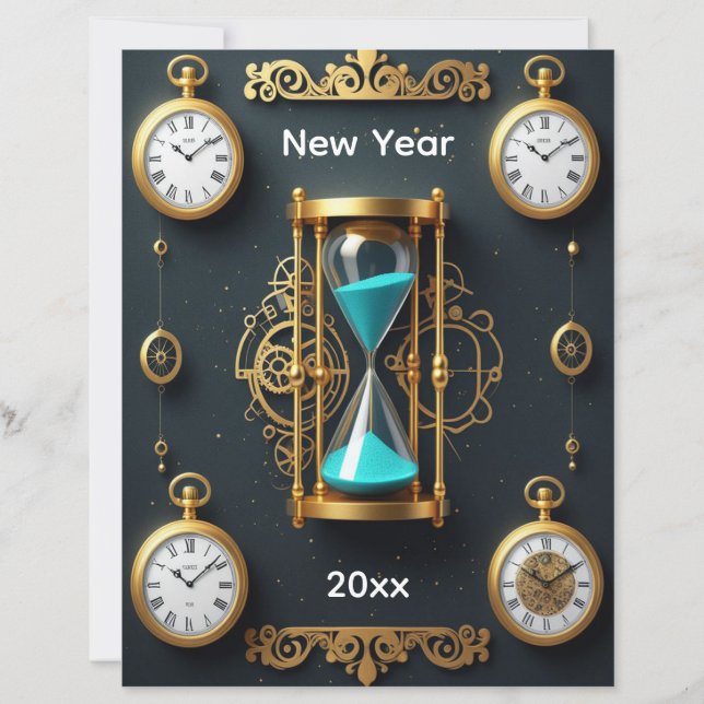 Lámina Papel de Scrapbook de Relojes de Arena y Relojes (Anverso)