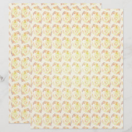 Lámina Papel de Scrapbook de Rosas Abstractas Amarillas P