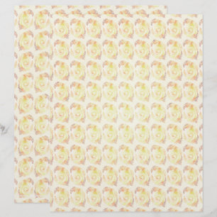Lámina Papel de Scrapbook de Rosas Abstractas Amarillas P