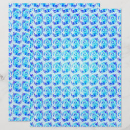 Lámina Papel de Scrapbook de Rosas Abstractas Azules Pági