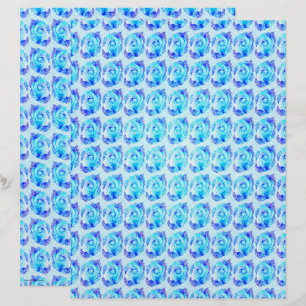 Lámina Papel de Scrapbook de Rosas Abstractas Azules Pági