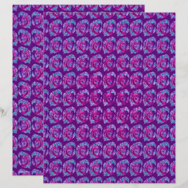 Lámina Papel de Scrapbook de Rosas Abstractas Moradas Pág