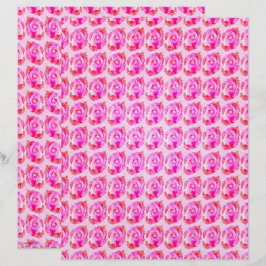 Lámina Papel de Scrapbook de Rosas Abstractas Rosadas Pág