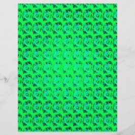 Lámina Papel de Scrapbook de Rosas Abstractas Verdes de 2