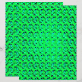 Lámina Papel de Scrapbook de Rosas Abstractas Verdes de 2