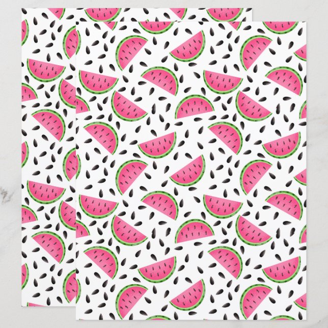 Lámina Papel de Scrapbook de Sandías (Anverso / Reverso)