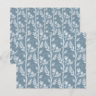Lámina Papel de Scrapbook de Tallos de Jardín Floral Azul
