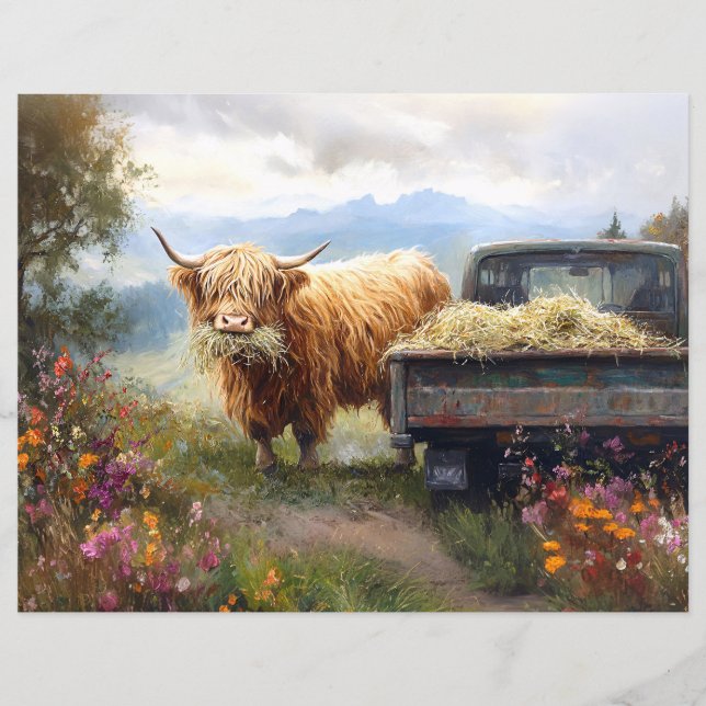 Lámina Papel de Scrapbook de Vaca de las Tierras Altas Co (Anverso)