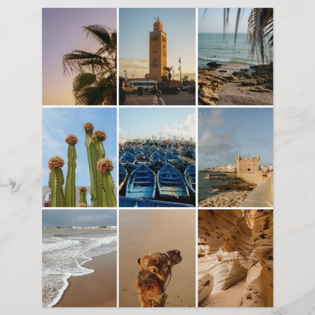 Lámina Papel de scrapbook de viaje a Marruecos para recor (Anverso)