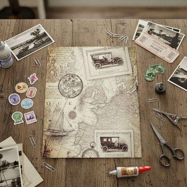 Lámina Papel de scrapbook de viaje vintage (Subido por el creador)