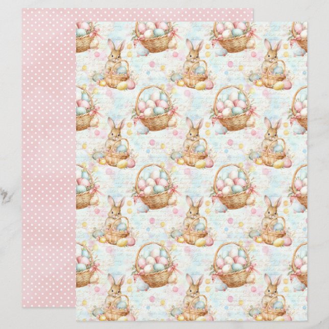 Lámina Papel de Scrapbook del Conejo de Pascua Antiguo (Anverso / Reverso)