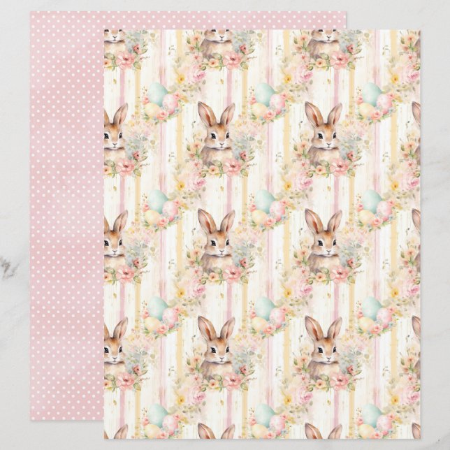 Lámina Papel de Scrapbook del Conejo de Pascua Antiguo (Anverso / Reverso)