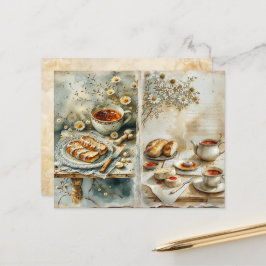 Lámina Papel de Scrapbook Desayuno Inglés Antiguo